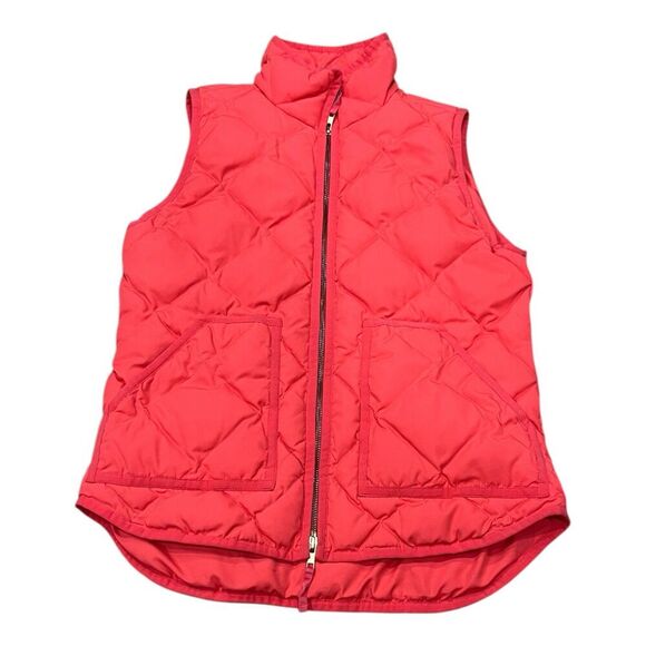 J.Crew Coral Orange Quilted Excursion Puffer Down Vest XS - Picture 1 of 4